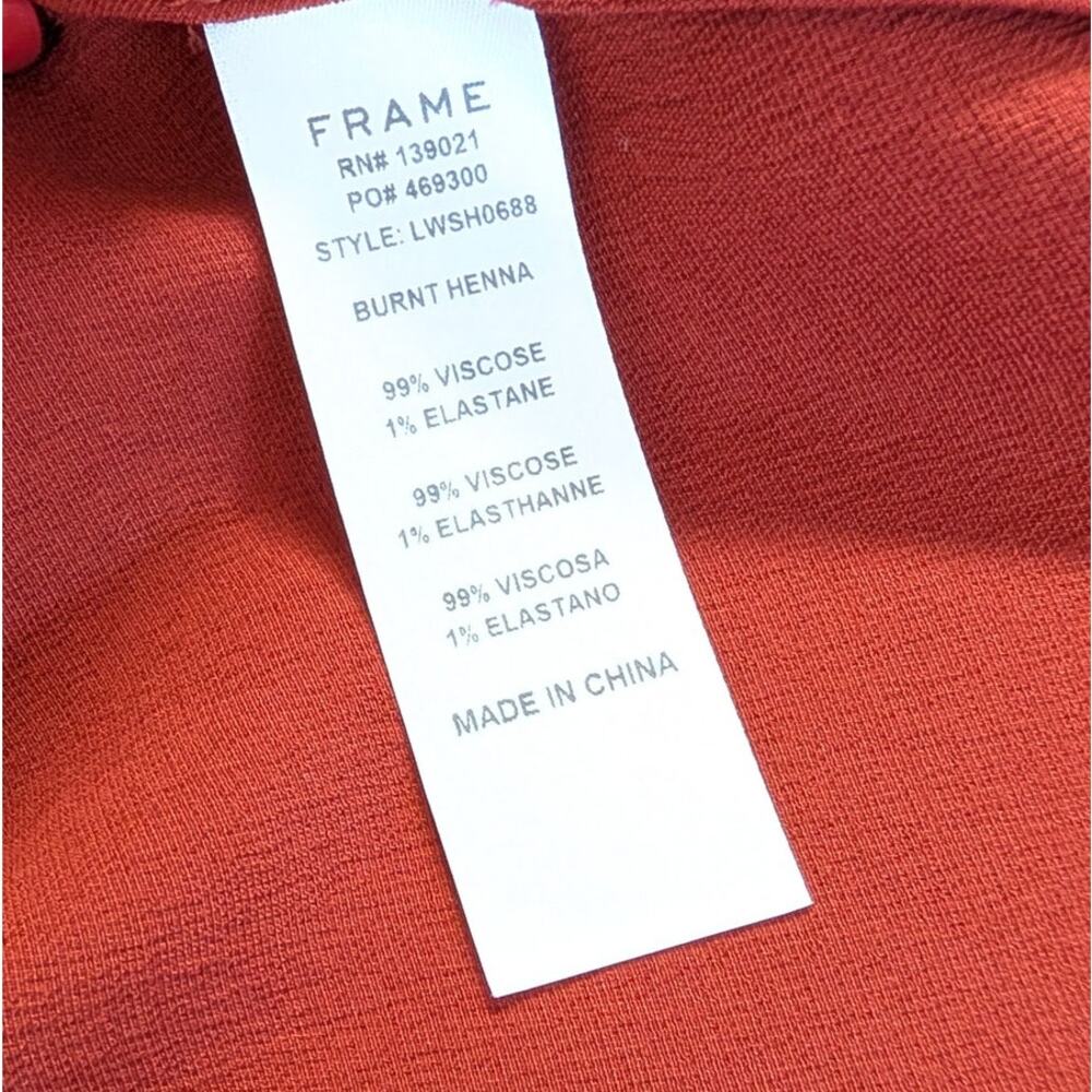 Frame Frayed Hem Satin Cami Top Womens S Burnt Henna Sleeveless V-neck - Picture 8 of 9